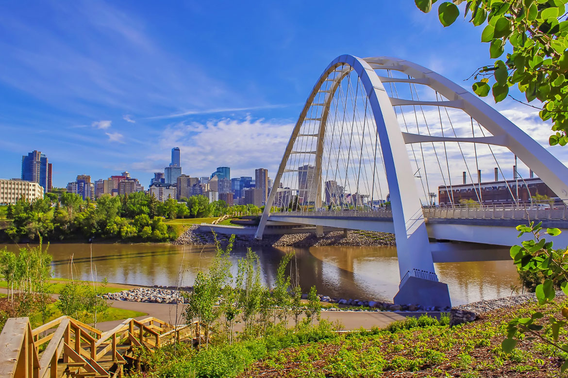 Bridge in downtown Edmonton where Chandos Construction's headquarters is located